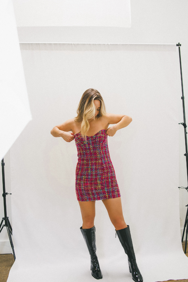 Pretty In Pink Tweed Dress